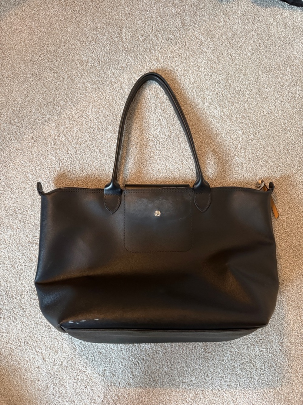 Black Leather Tote Handbag - Classic Everyday Carry